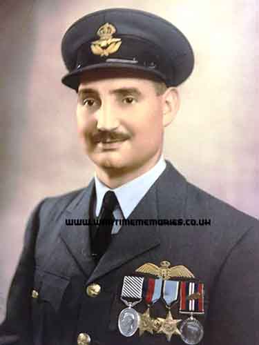 Flt. Ltn. H.J.W. Bareham D.F.M. on receiving and wearing the Kings Commendation (Oakleaf pin) in 1950.